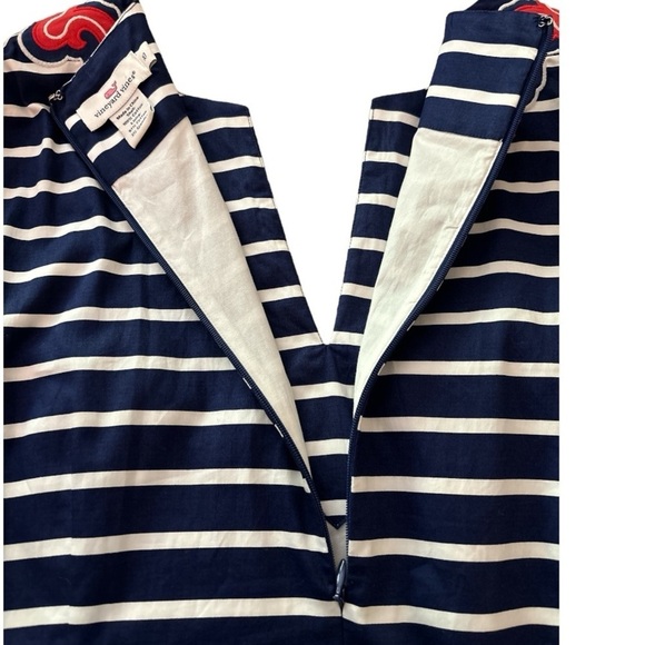 VINEYARD VINES shift dress. 10. Navy blue/white stripes with red embellishments - Picture 9 of 10